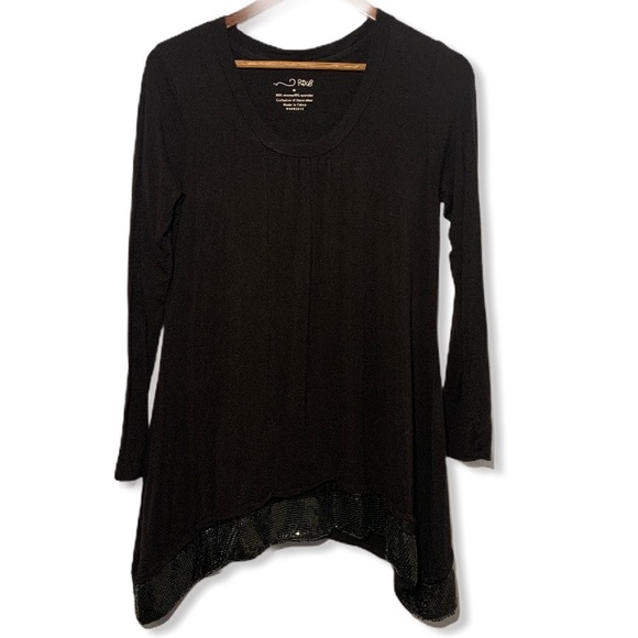 RXB Tops - Black Long Sleeve Top w/ Disco Ball Bottom Medium